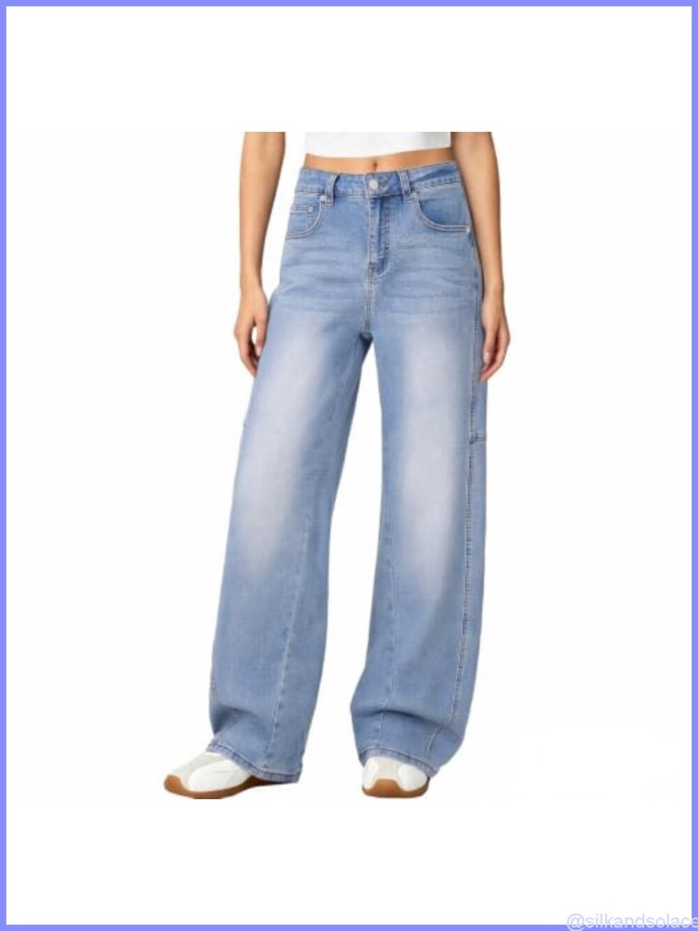 High Waisted Wide Leg Baggy Barrel Jeans Women Curve Denim Pants